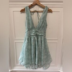 Abercrombie Light Green Floral Plunge Mini Dress